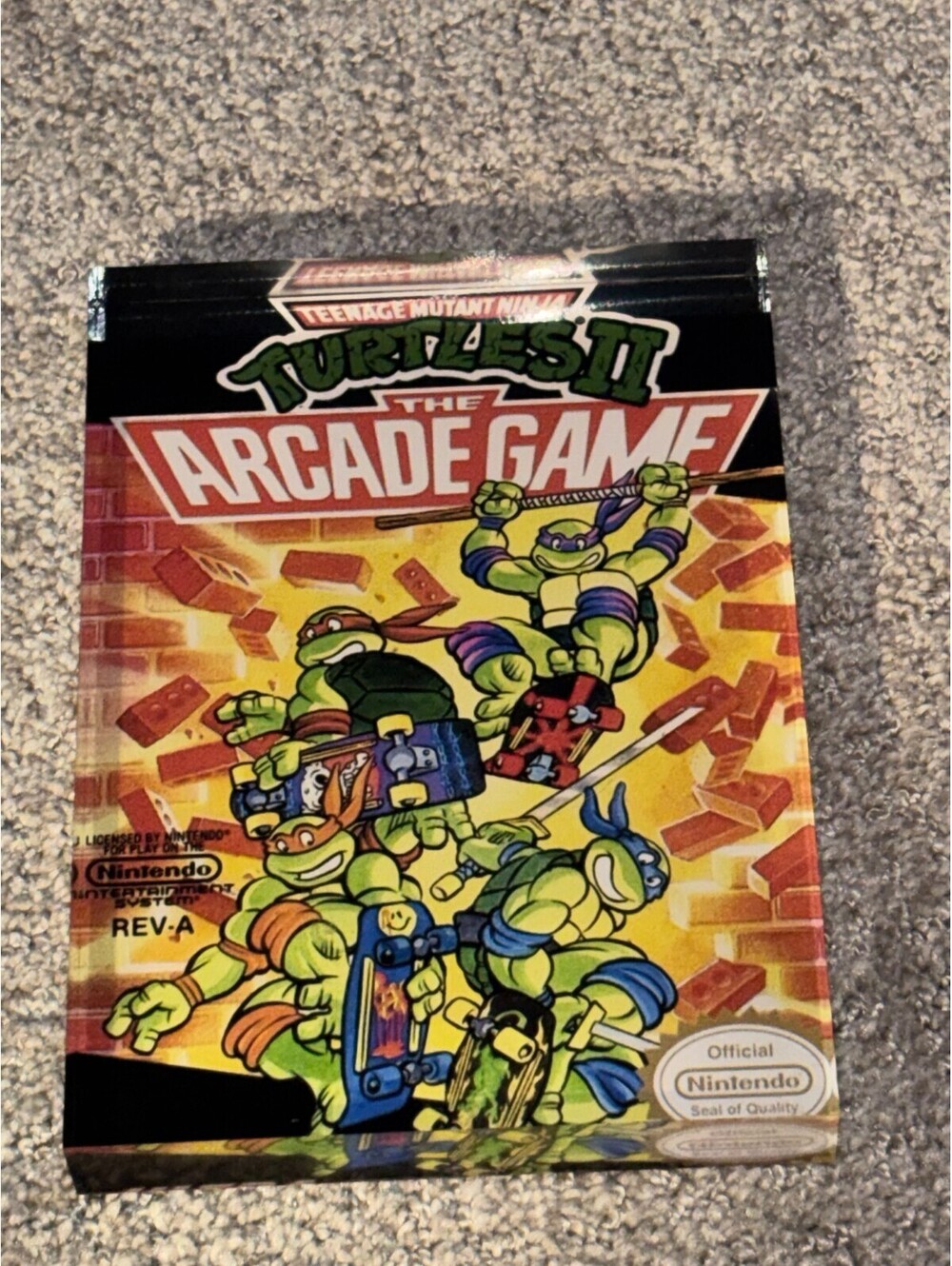TURTLES II THE ARCADE GAME Acrylic Game Cover Art Display 7 x 5 x ~1 nintendo